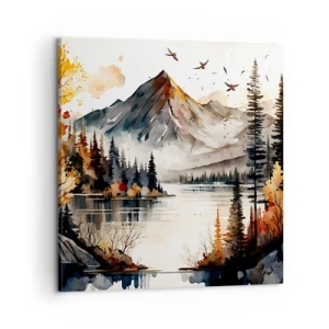 Canvastavla - Bild på duk - Gyllene höst i fjällen - 60x60 cm