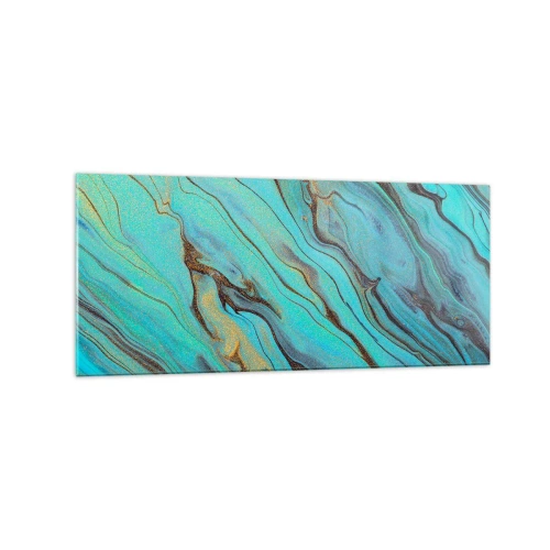 Glastavla - Bild på glas - Turkost tidvatten - 120x50 cm