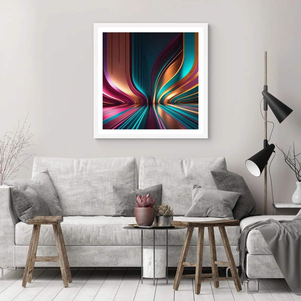 Affisch i vit ram - Ljusets arkitektur - 40x40 cm
