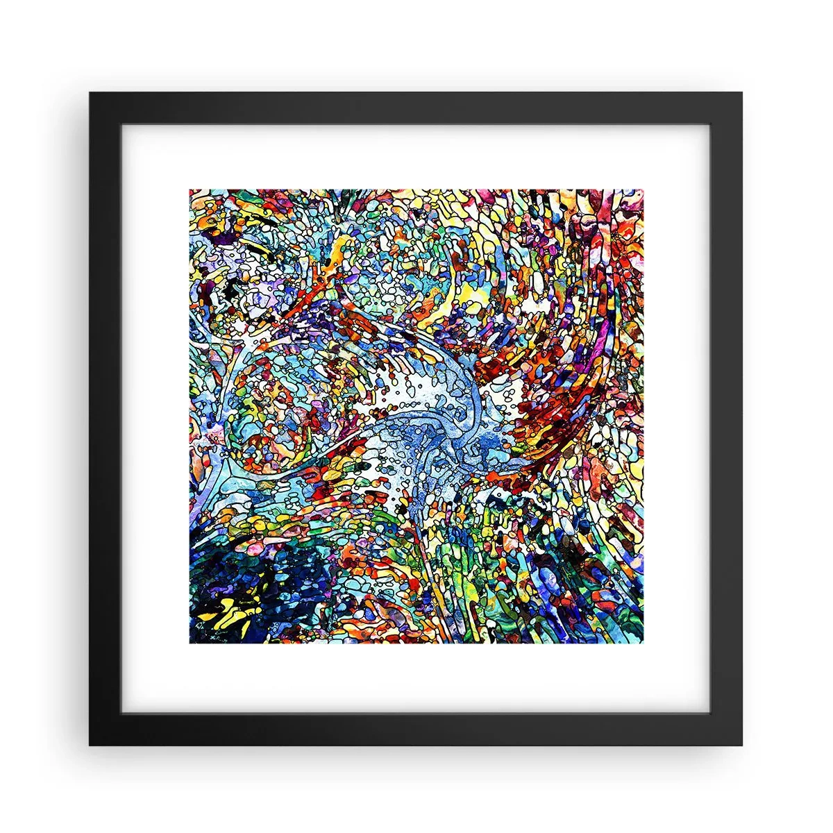 Affisch i svart ram - Glasmålning - droppar  - 30x30 cm