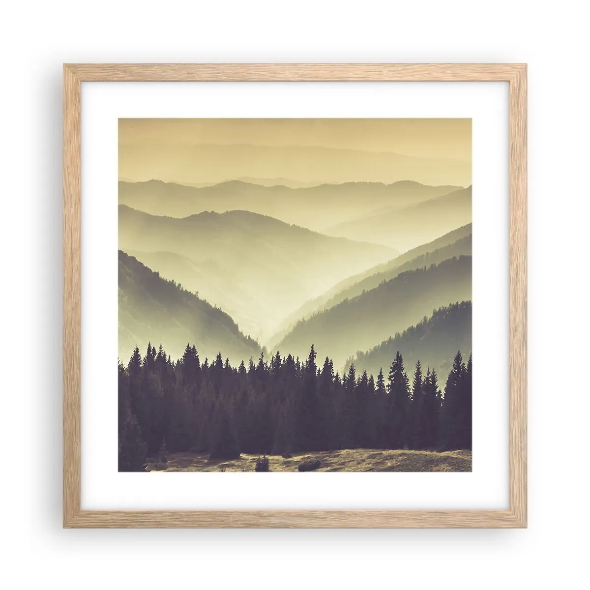 Affisch i ram av ljusek - Bortom bergen... - 40x40 cm