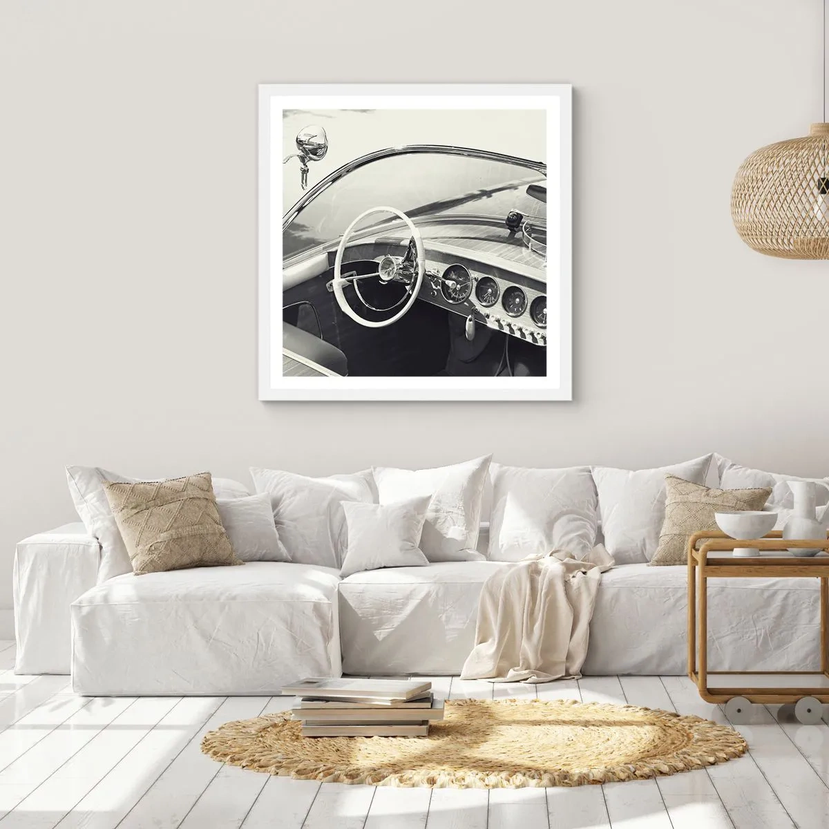 Affisch i vit ram - Väder för de rika - 40x40 cm