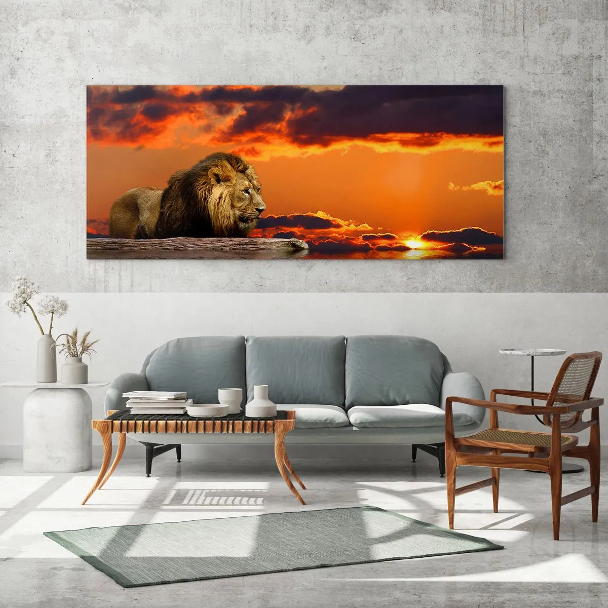Glastavla - Bild på glas - Naturens kung - 100x40 cm