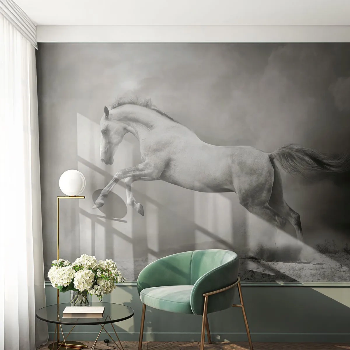 Självhäftande Fototapet Deluxe Sticker - Mellan dröm och sömn - Djur, Häst, Natur - 250x175 cm