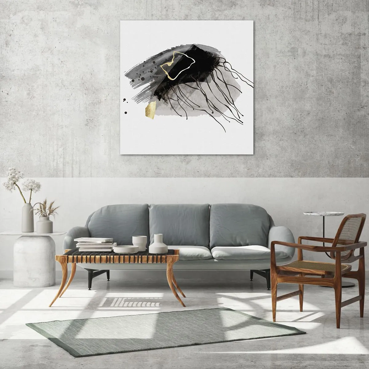 Glastavla - Bild på glas - I svart och guld - 50x50 cm