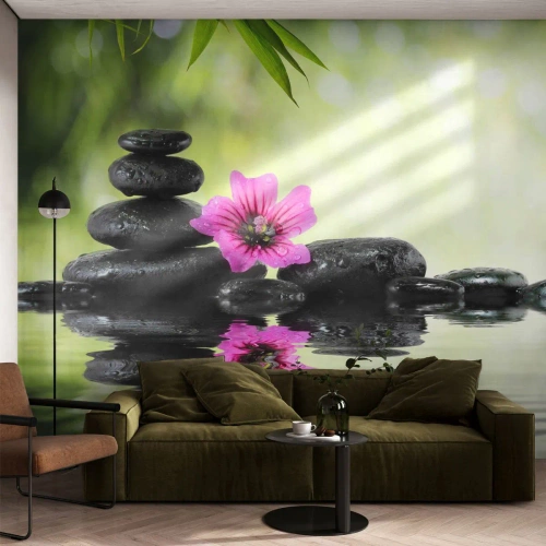 Fototapet Premium Sand - Tid för själen - Blomma, Kultur, Bambu - 500x350 cm