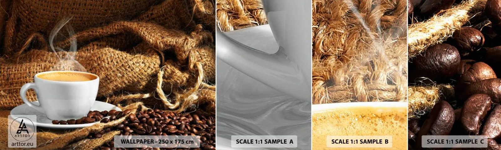 Fototapet Prov Standard Eco - Mokkadoft och honungtjock dryck - Gastronomi, Kaffe, kopp kaffe - 100x30 cm