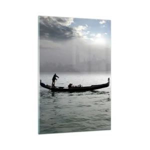 Glastavla - Bild på glas - Sagostad ur vatten och dimma - 80x120 cm