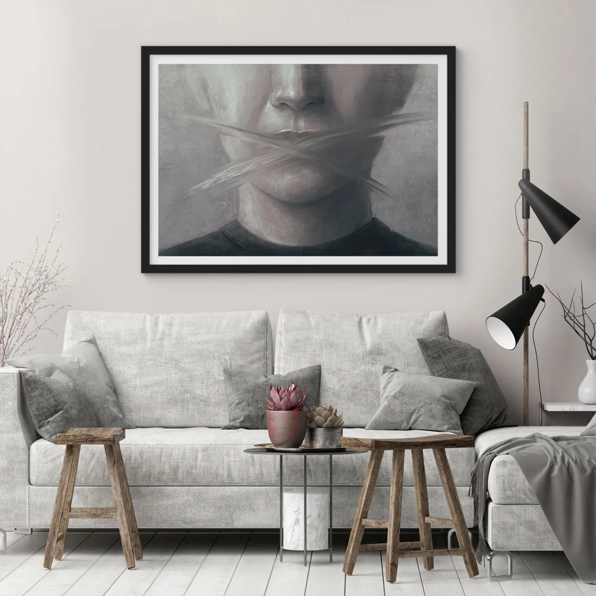 Affisch i svart ram - Inte ett ord - 100x70 cm
