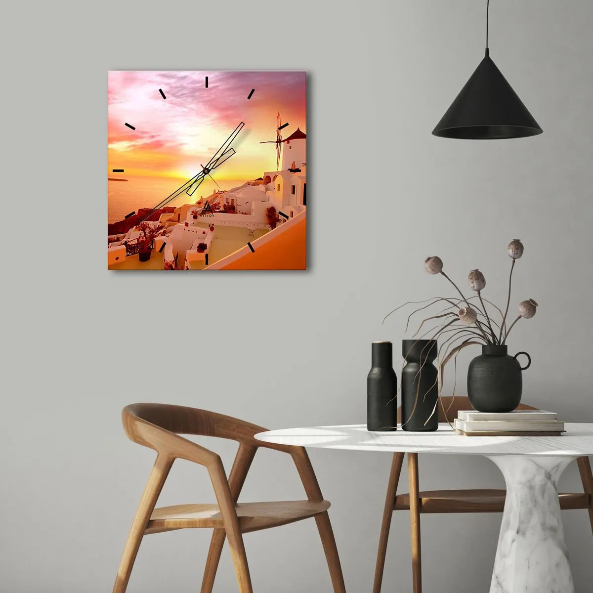 Väggklocka - Klocka på glas - Smälta sig in i vitt och guld - 30x30 cm