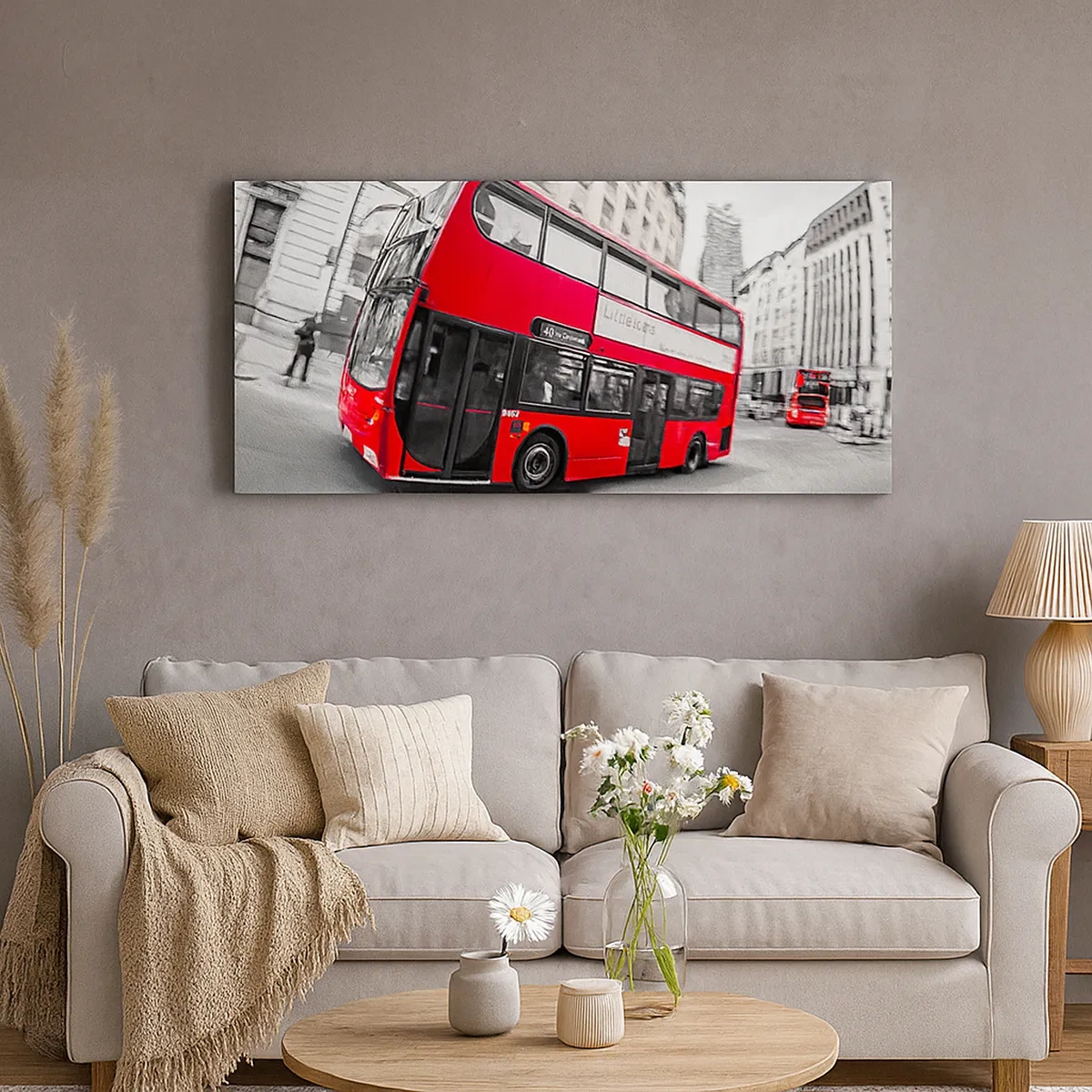 Canvastavla - Bild på duk - Londo traditionellt - by bus - 30x30 cm