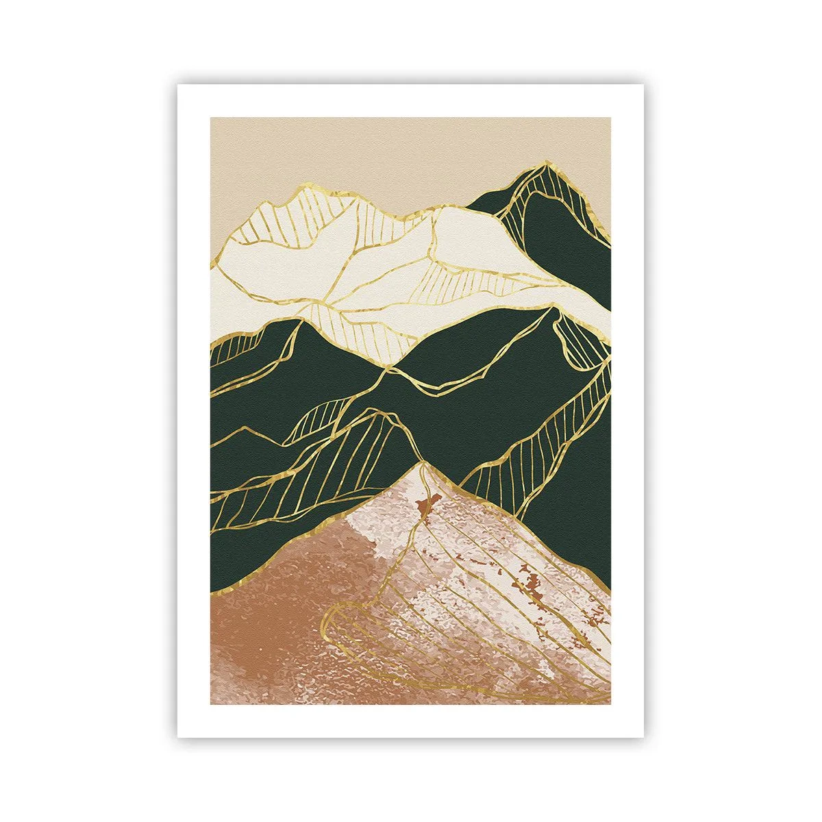 Affisch - Gyllene bergstoppar - 50x70 cm