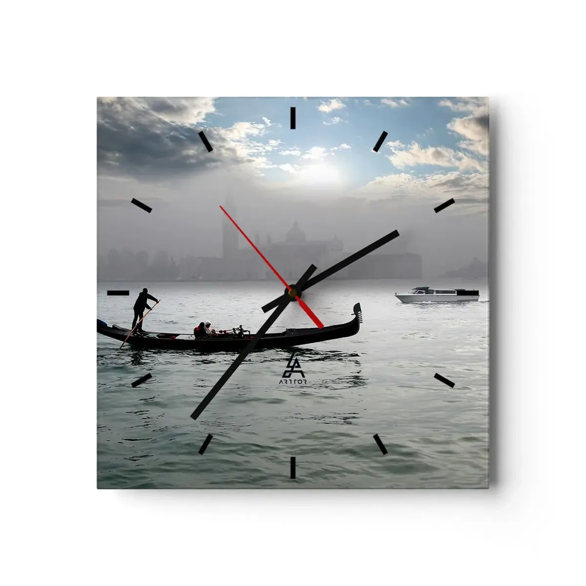 Väggklocka - Klocka på glas - Sagostad ur vatten och dimma - 40x40 cm