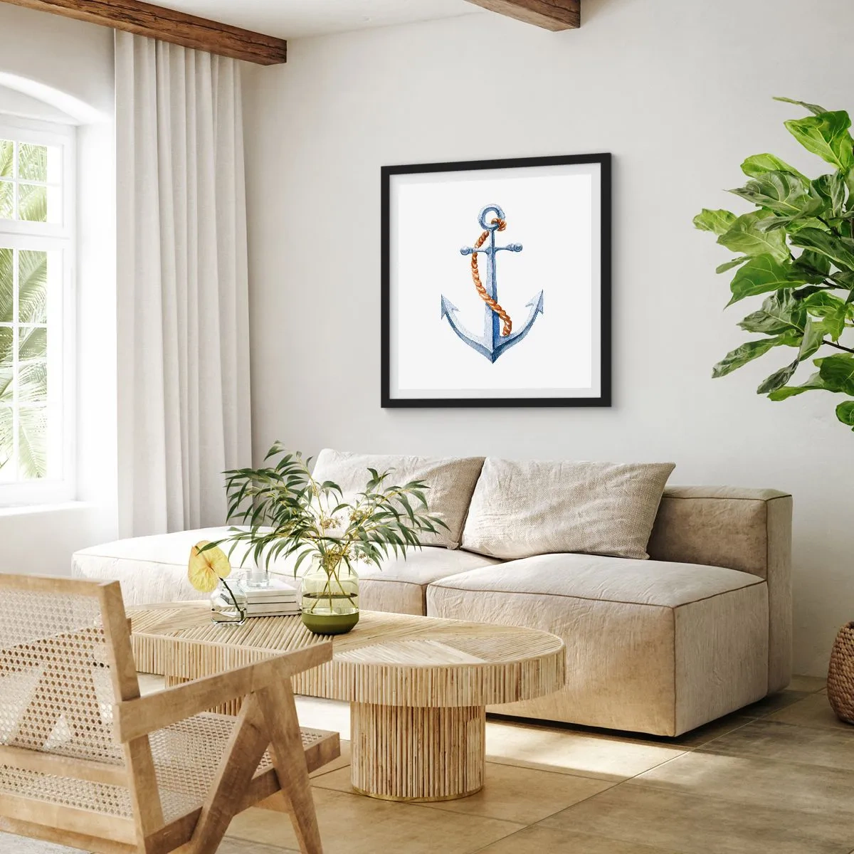 Affisch i svart ram - Heja äventyret! - 40x40 cm