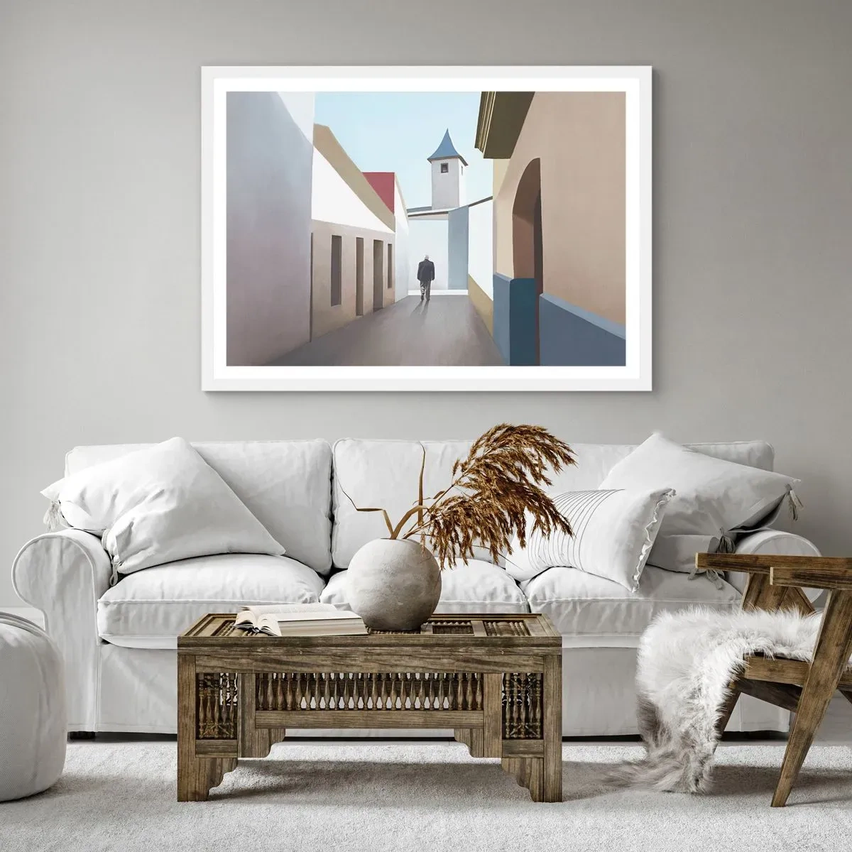 Affisch i vit ram - Solig promenad - 50x40 cm