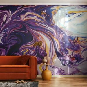 Fototapet Premium Canvas - Böjt rum i viol - Abstraktion, Bit, Modernt mönster - 100x70 cm