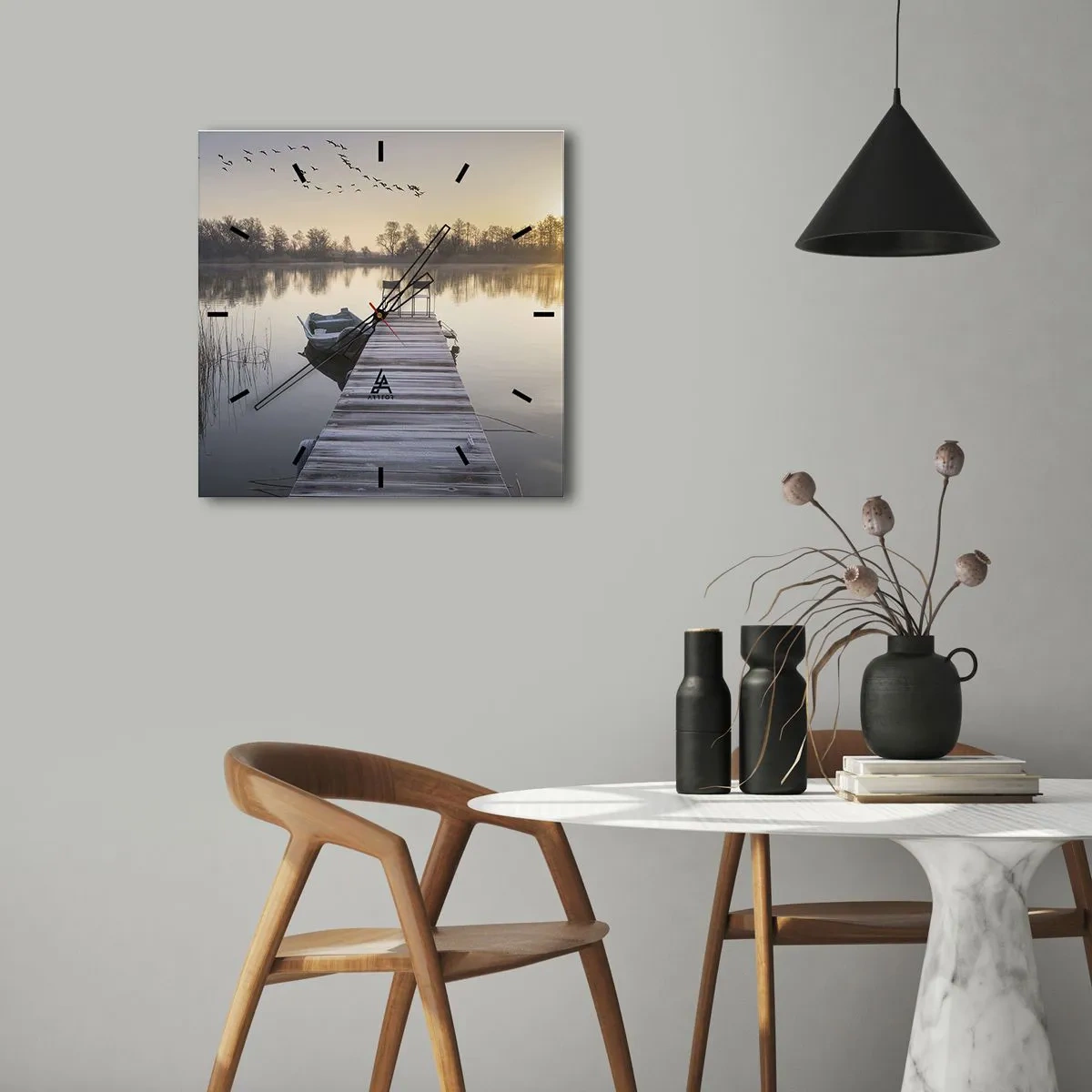 Väggklocka - Klocka på glas - Kommer tillbaka om en viss tid - 40x40 cm