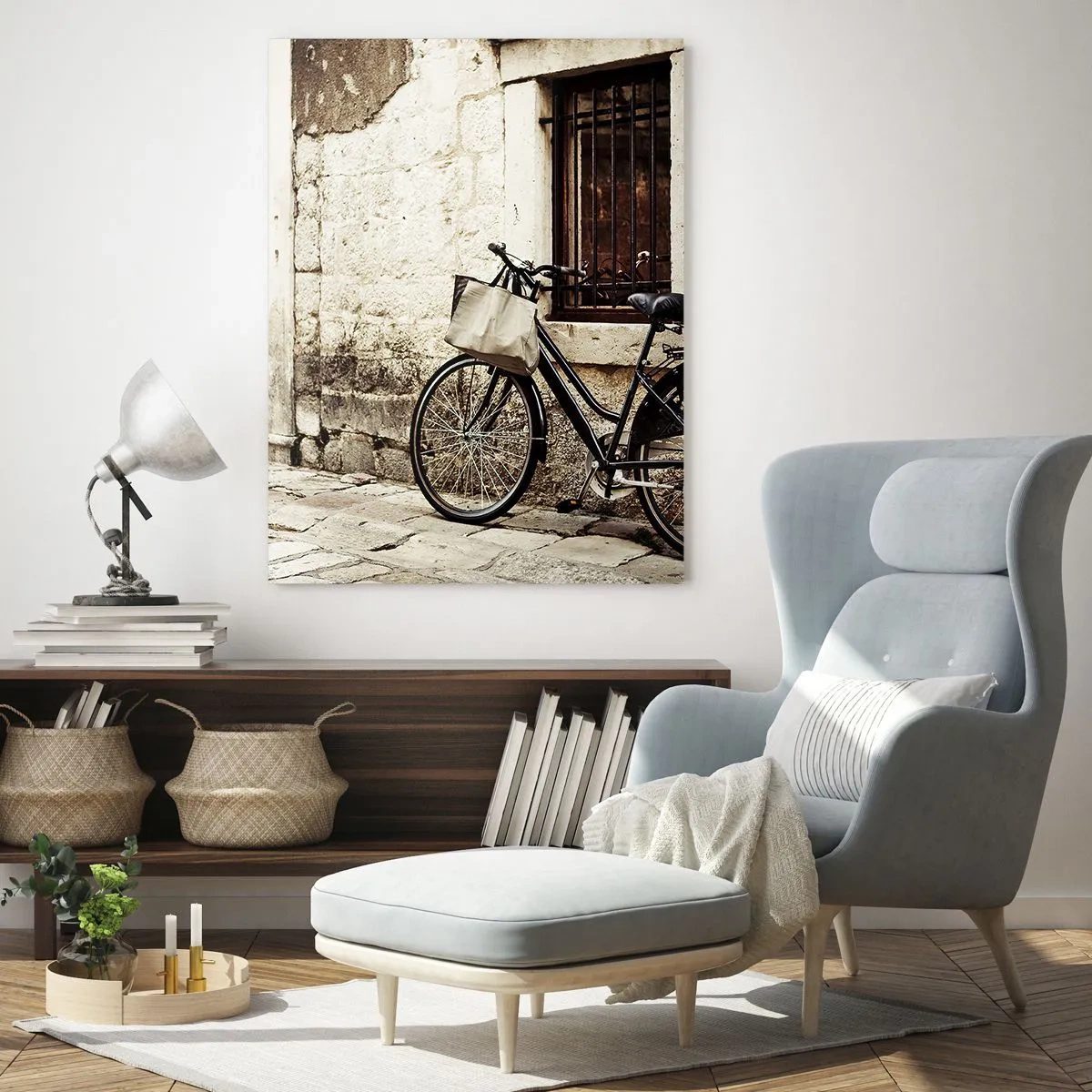 Glastavla - Bild på glas - Tillbaka till det förflutna - 50x70 cm