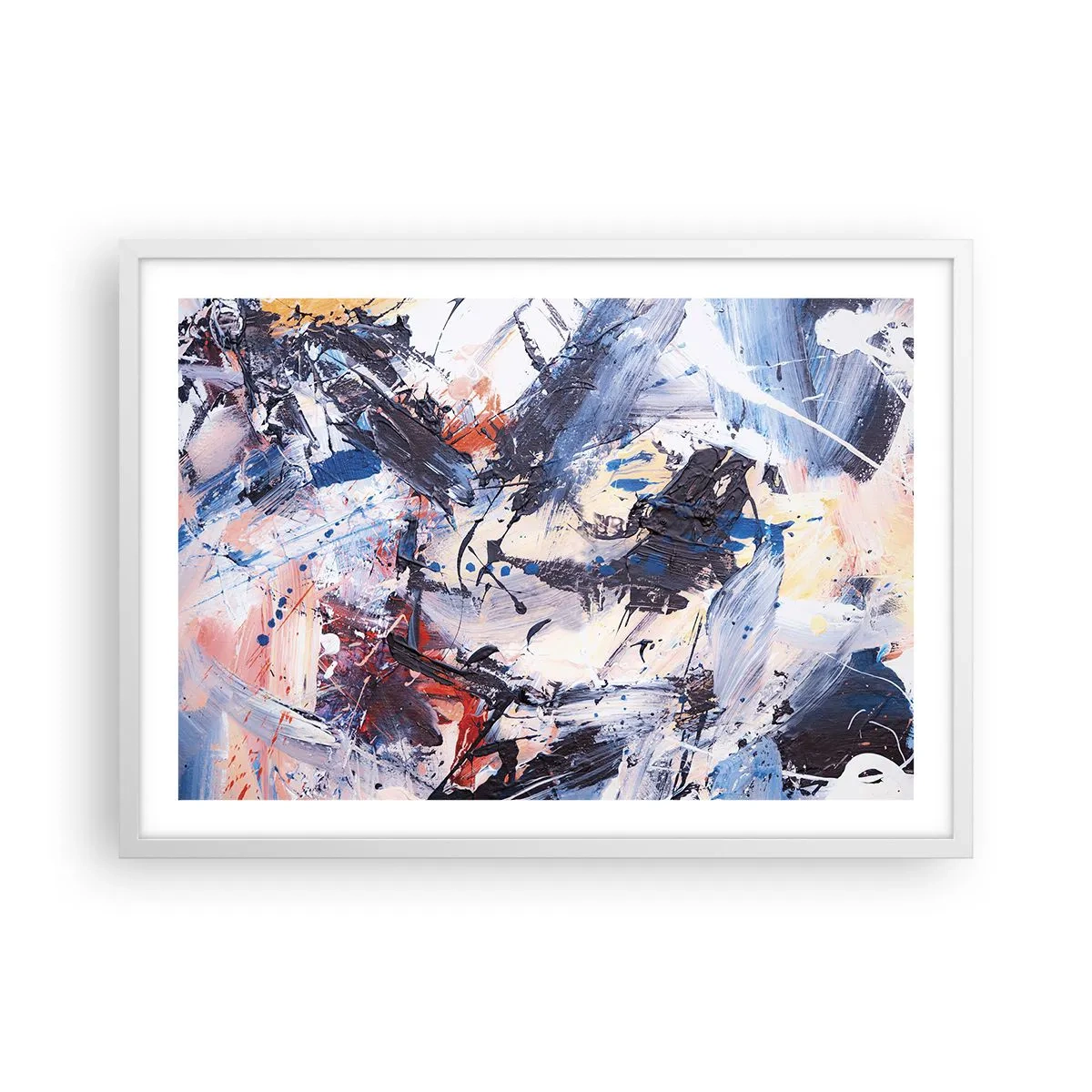 Affisch i vit ram - Abstraktionen galna dans - 70x50 cm