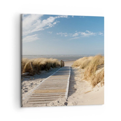 Canvastavla - Bild på duk - Bortom sanddynan, i gräsets brus - 50x50 cm