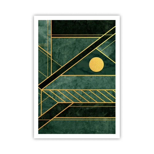 Affisch - Dynamik av guld och azurblå - 70x100 cm