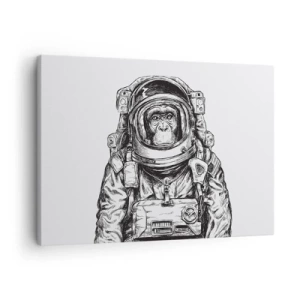 Canvastavla - Bild på duk - Grafik av en astronaut i rymddräkt med aphuvud - 70x50cm - Alternativ evolution - Modern väggdekoration för vardagsrum och sovrum ARTTOR