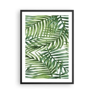 Affisch i svart ram - Palmer i ett minimalistiskt botaniskt mönster - 50x70cm - Under gröna baldakinen - Modern väggdekoration för vardagsrum och sovrum ARTTOR