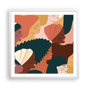Affisch i vit ram - Endast kvinnlighet - 60x60 cm