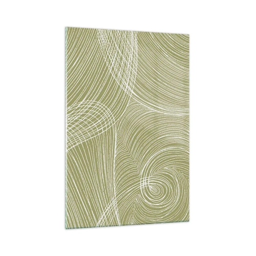 Glastavla - Bild på glas - Intrikat abstraktion i vitt - 70x100 cm