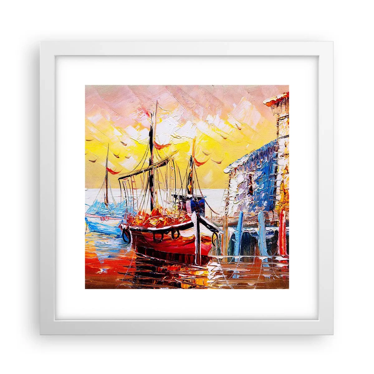 Affisch i vit ram - Lycklig återresa - 30x30 cm