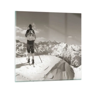 Glastavla - Bild på glas - Och fjällen är samma - 30x30 cm