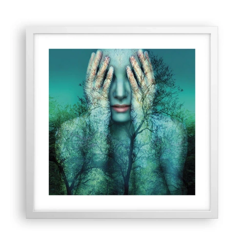 Affisch i vit ram - Doppad i blått - 40x40 cm