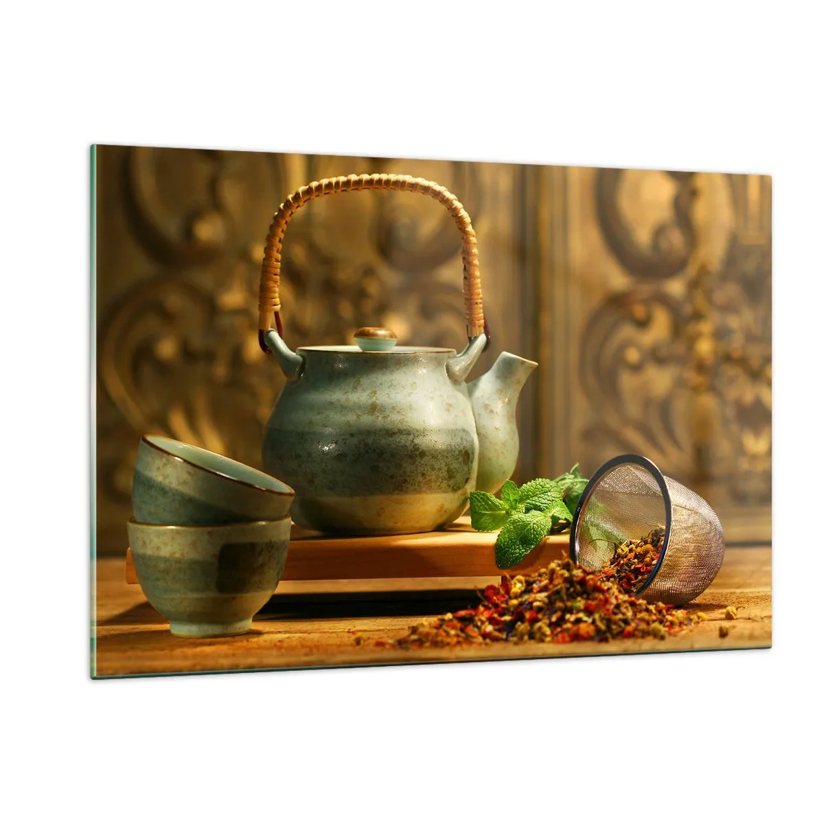 Glastavla - Bild på glas - Avhandling om tedrickande - 120x80 cm