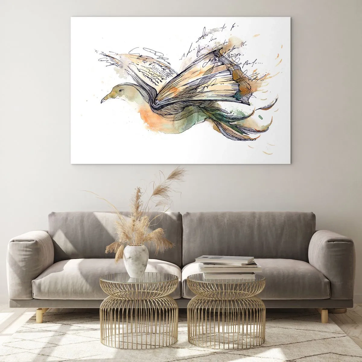 Glastavla - Bild på glas - På poesins vingar - 100x70 cm