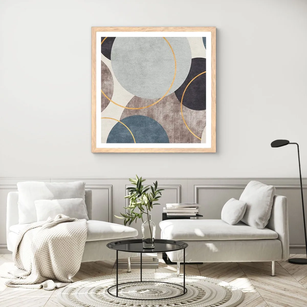 Affisch i ram av ljusek - Cirkel efter cirkel - 40x40 cm
