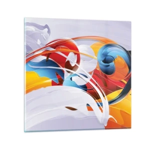 Glastavla - Bild på glas - Elementens dans - 30x30 cm