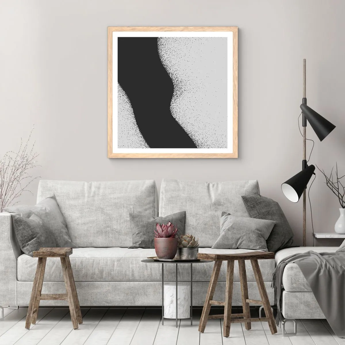 Affisch i ram av ljusek - Flytande balans - 30x30 cm