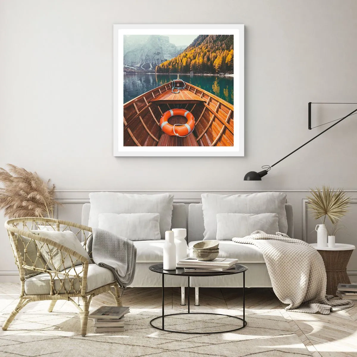Affisch i vit ram - Utflykt i fjällen - 50x50 cm