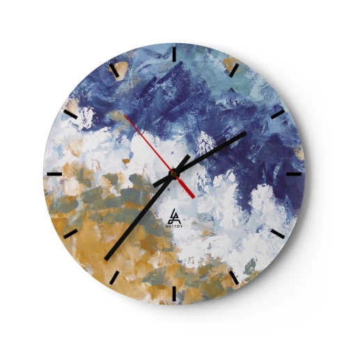 Väggklocka - Klocka på glas - Elementens dans - 40x40 cm
