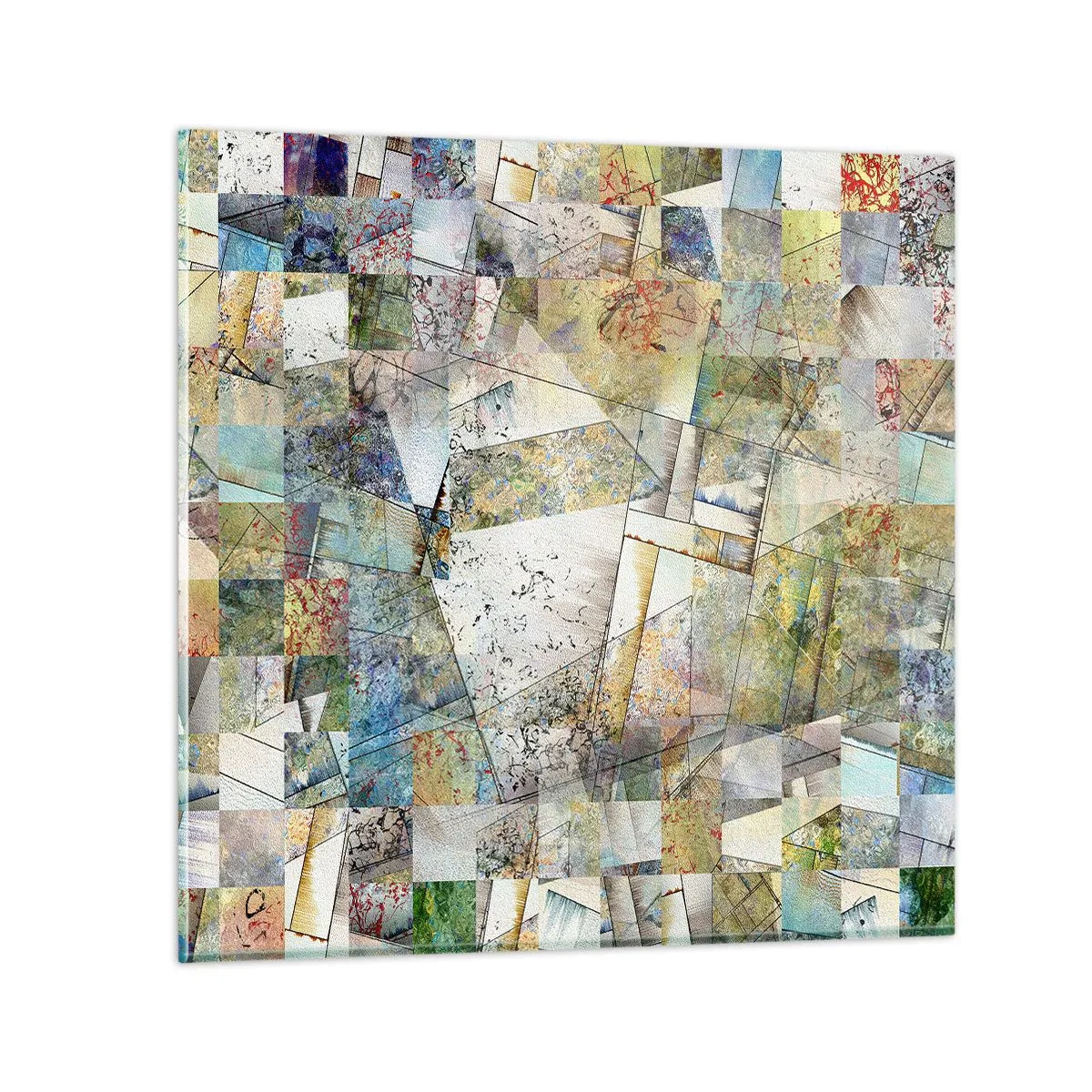 Glastavla - Bild på glas - Geometrisk omblandning - 70x70 cm