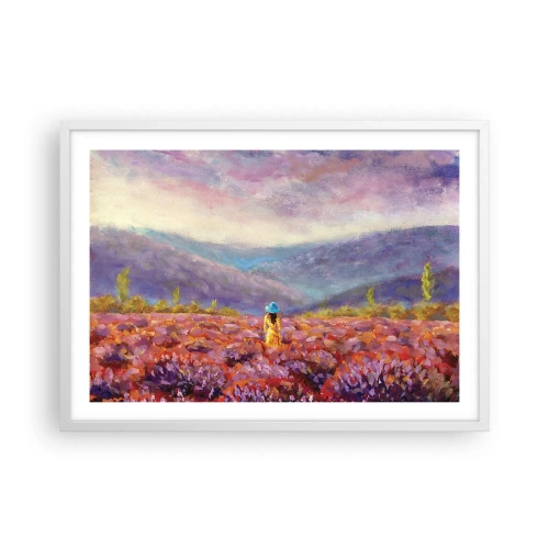 Affisch i vit ram - I lavendelsvärld - 70x50 cm