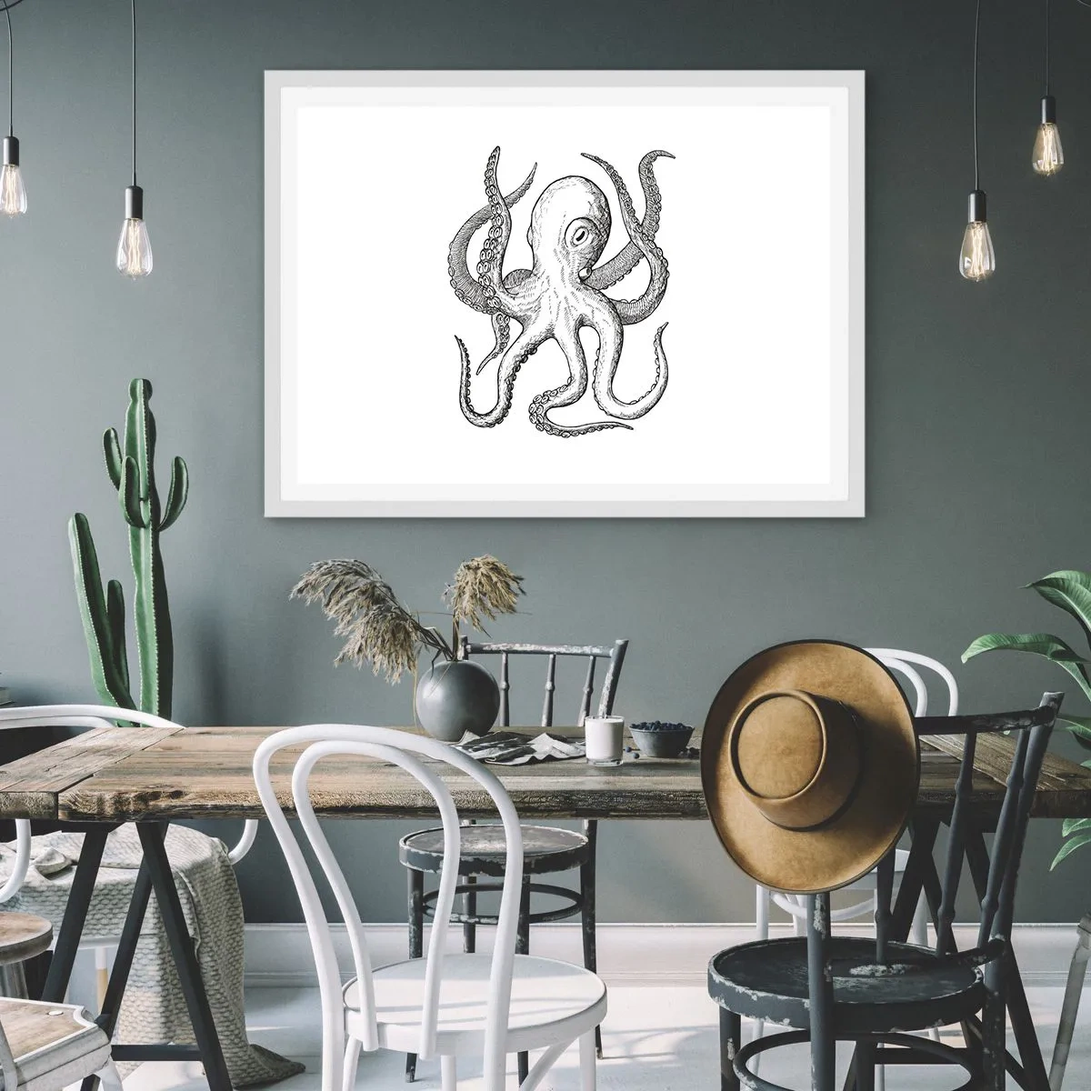 Affisch i vit ram - Dansar med vågorna - 91x61 cm