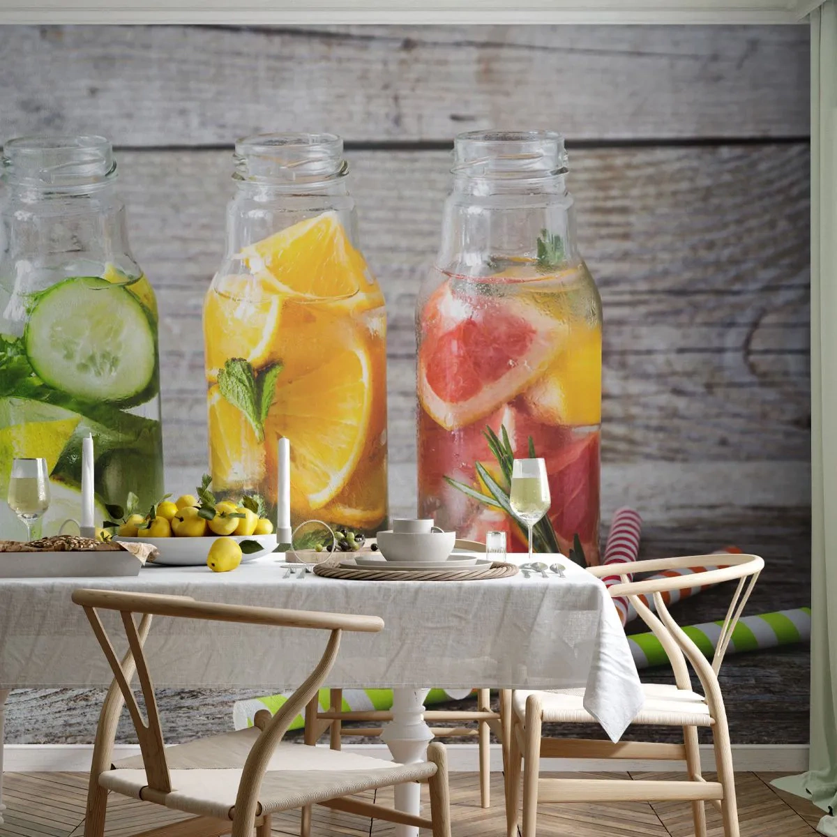Självhäftande Fototapet Deluxe Sticker - Hälsa ur naturen - Gastronomi, Fruktig dryck, Frukt - 300x210 cm