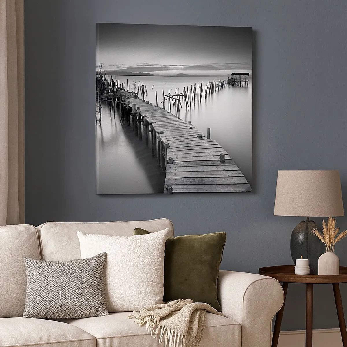 Canvastavla - Bild på duk - Den glömda strandens ro - 30x30 cm