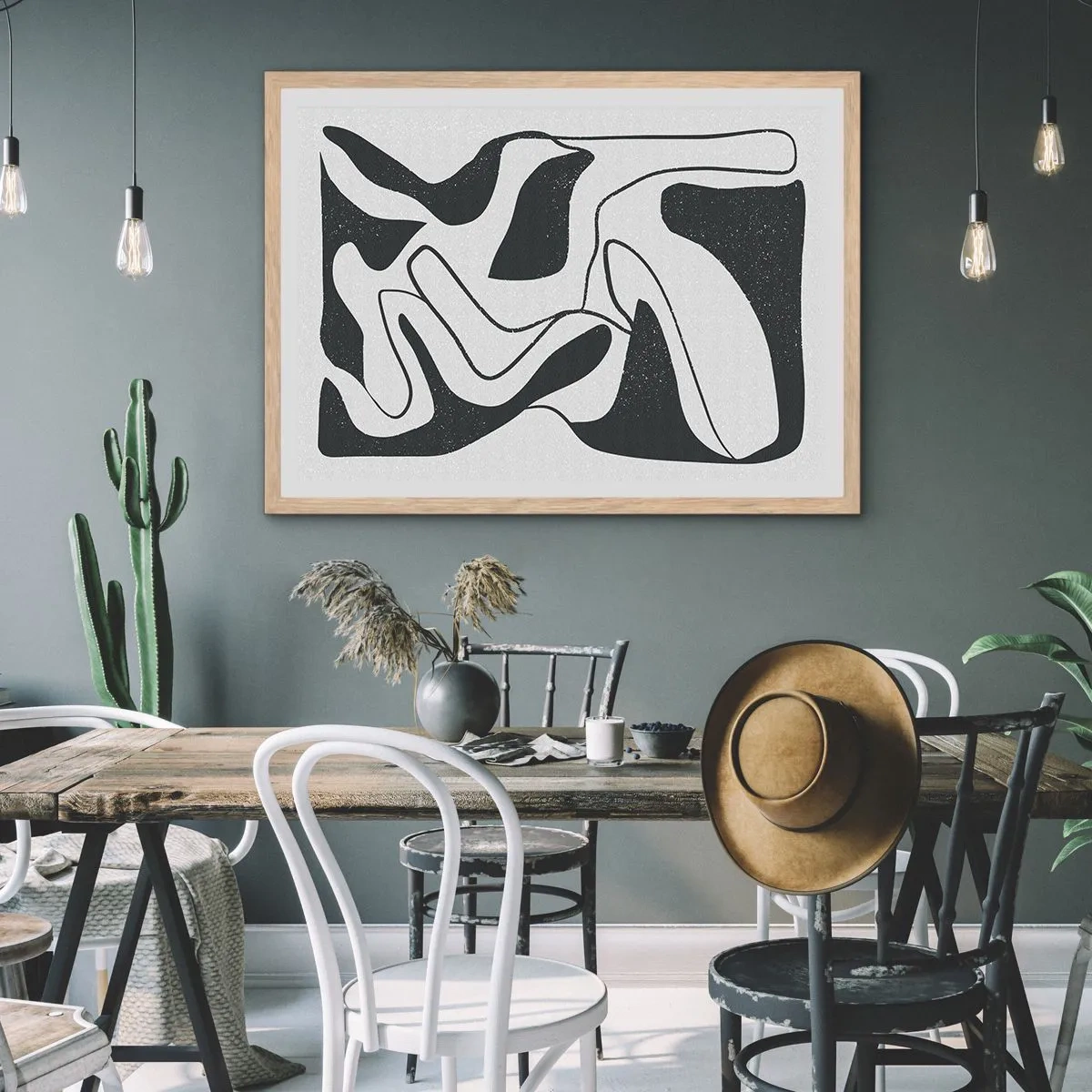 Affisch i ram av ljusek - Abstrakt lek i en labyrint - 91x61 cm