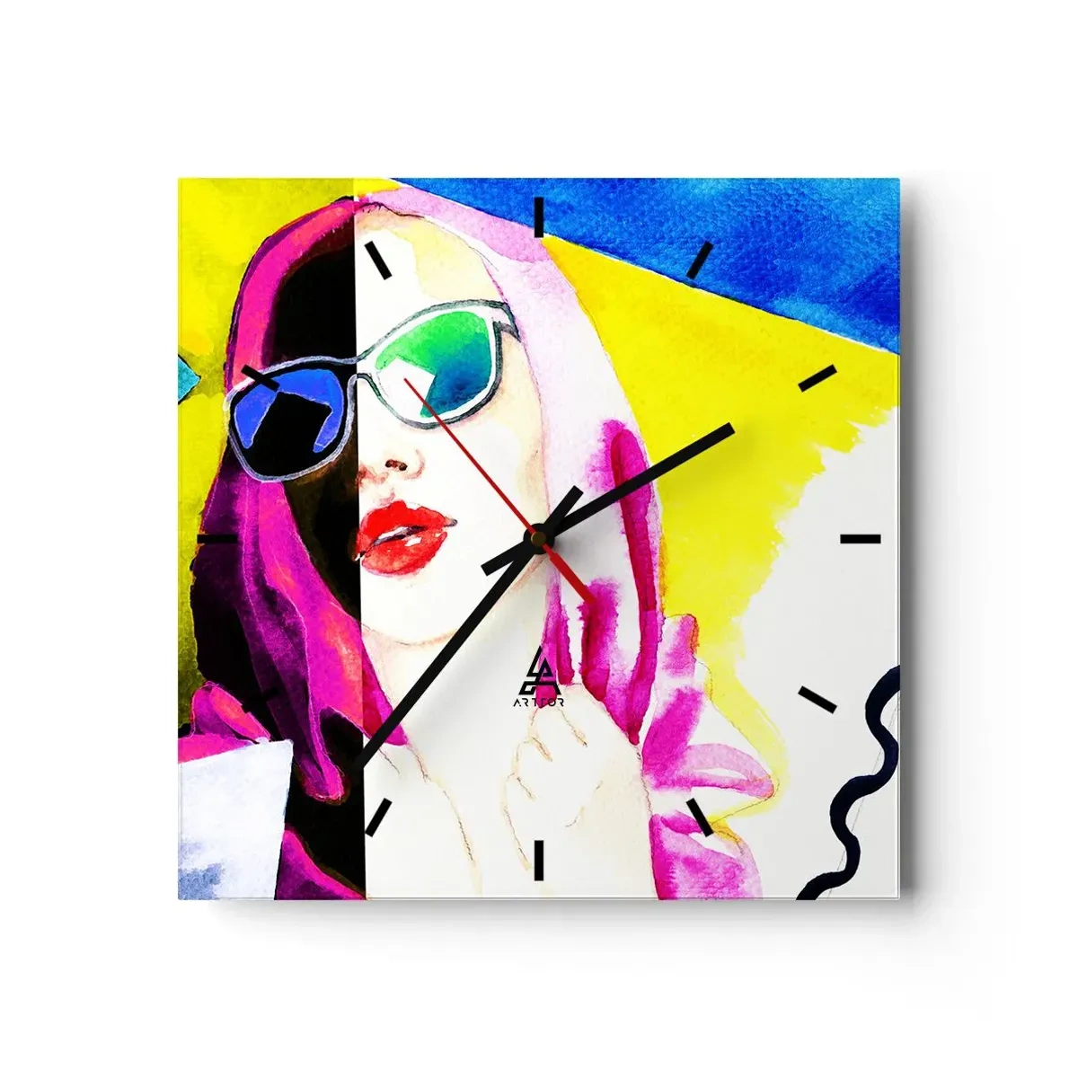 Väggklocka - Klocka på glas - Jag är varken vit eller svart - 30x30 cm