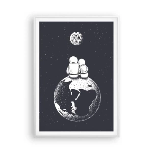 Affisch i vit ram - En kosmisk kärlekshistoria - 70x100 cm