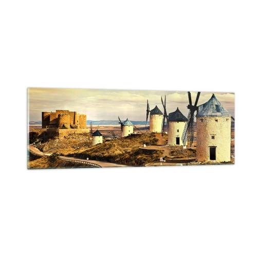 Glastavla - Bild på glas - Don Quixote kommer snart - 90x30 cm