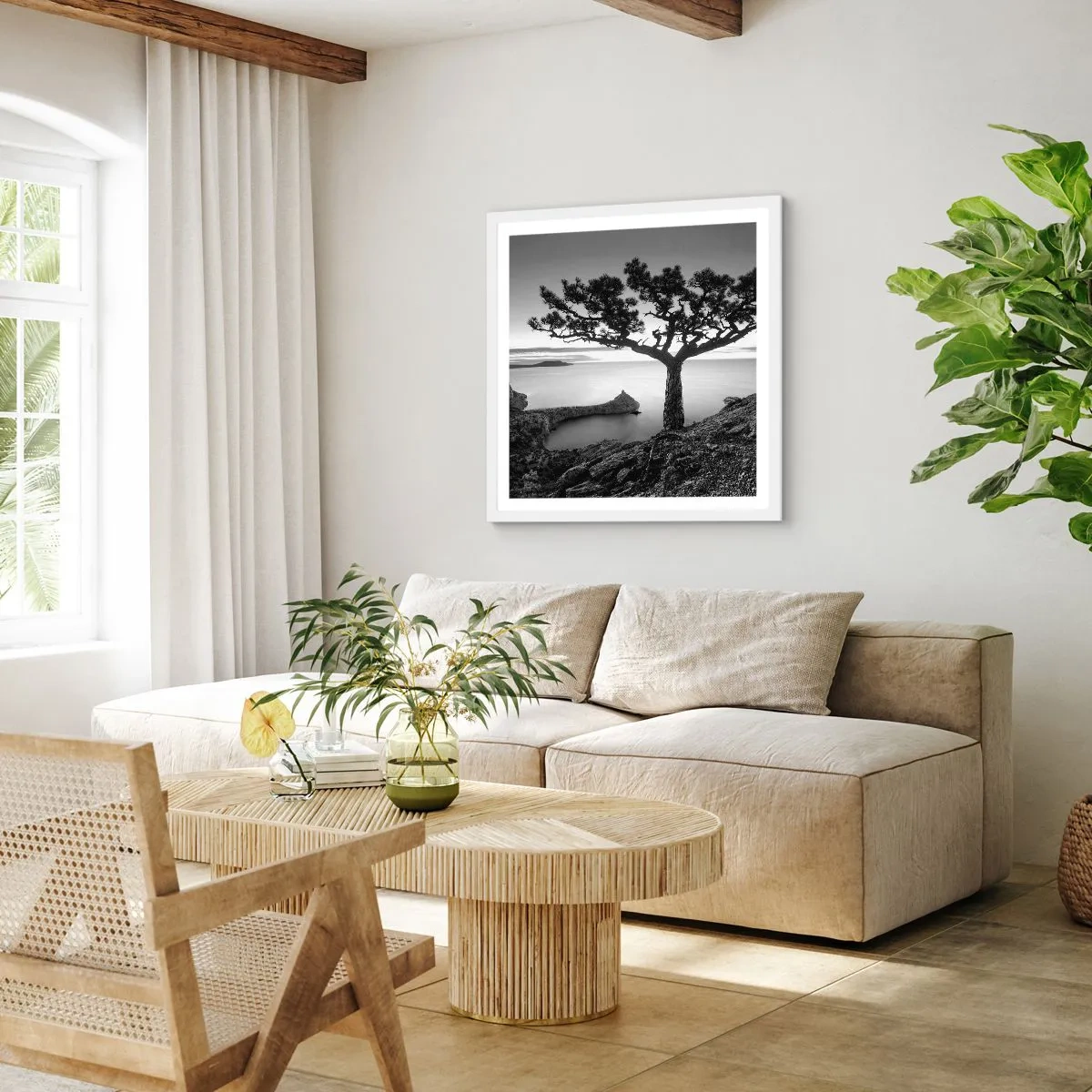 Affisch i vit ram - Ro enda fram till horisonten - 60x60 cm