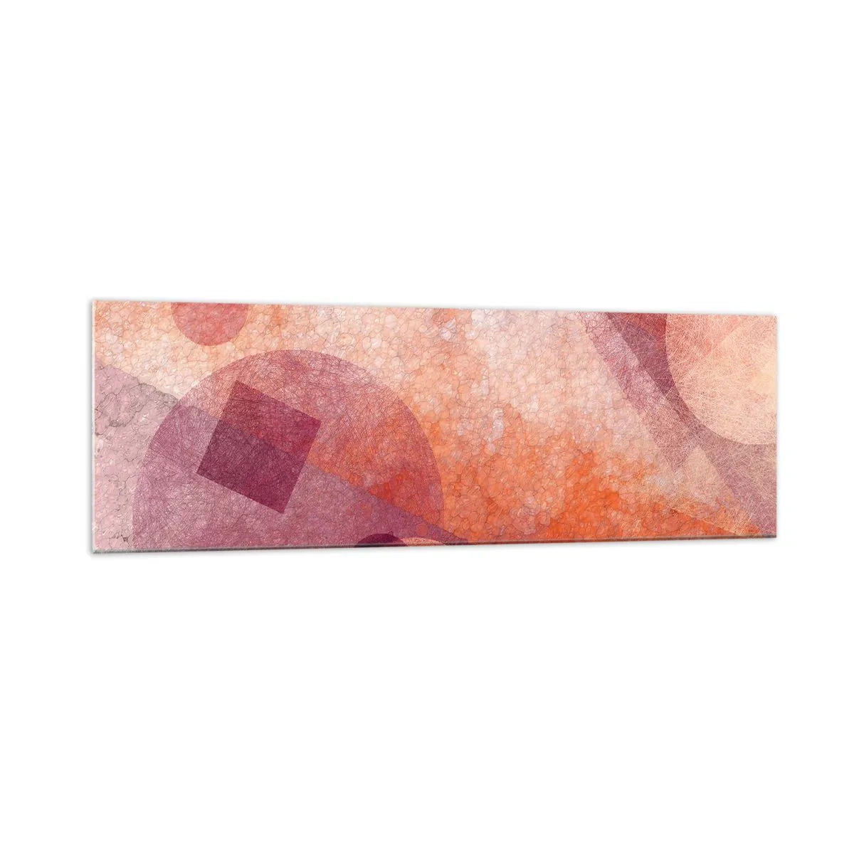 Glastavla - Bild på glas - Geometriska omvandlingar i rosa - 160x50 cm
